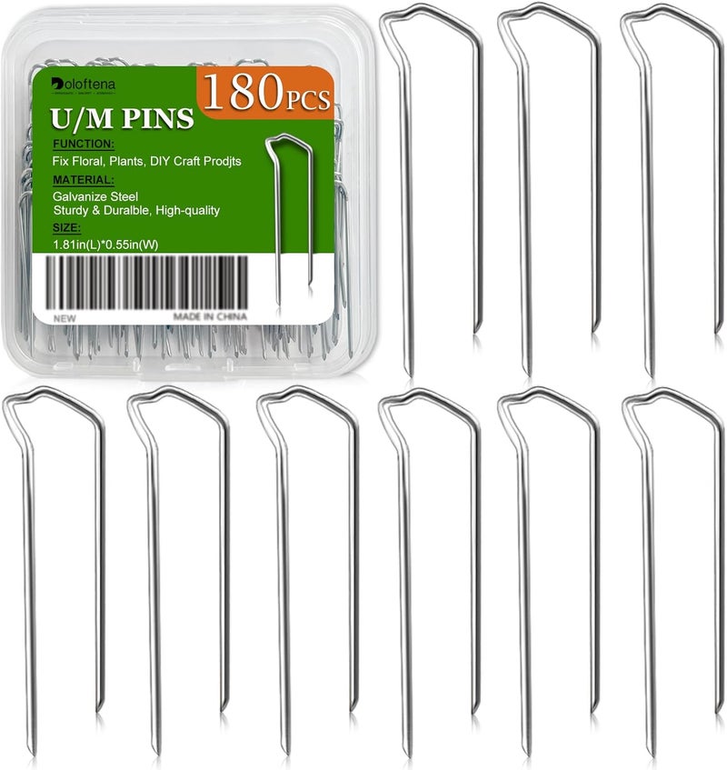 Doloftena 180PCS Floral Picks, 1.81Inch U/M Shape Floral Pins, Premium Metal Sharp Flower Plant Pins for Straw Wreath Making Floral Arrangement Supplies DIY Craft Projects Bouquet Plants - Image 1